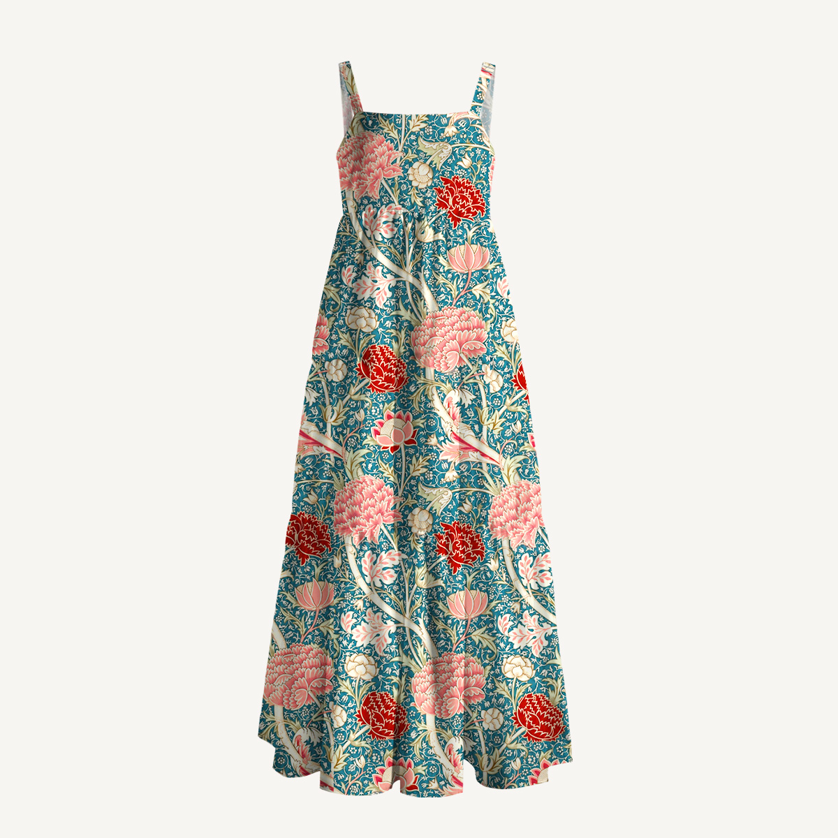 Vintage Peony Lotus Floral Print Slip Dress