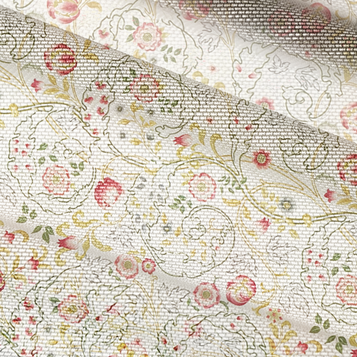 V-Neck Short Sleeve Peony Vine Garden Print Mesh Top