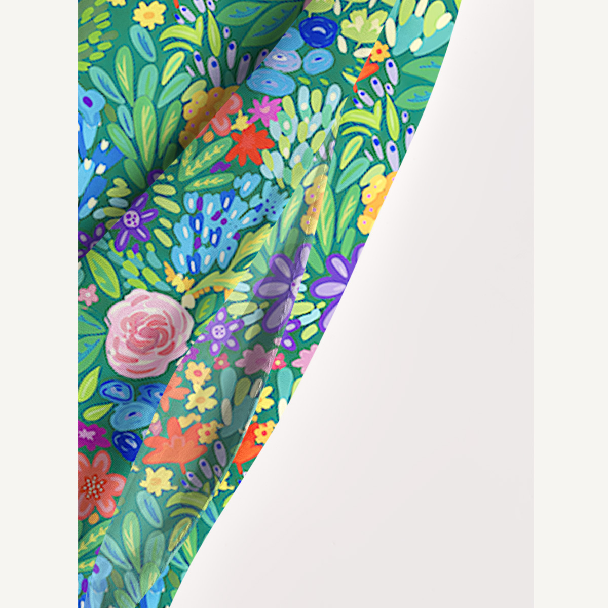  Floral Rainbows Print Wide Straps Maxi Dress With Pockets