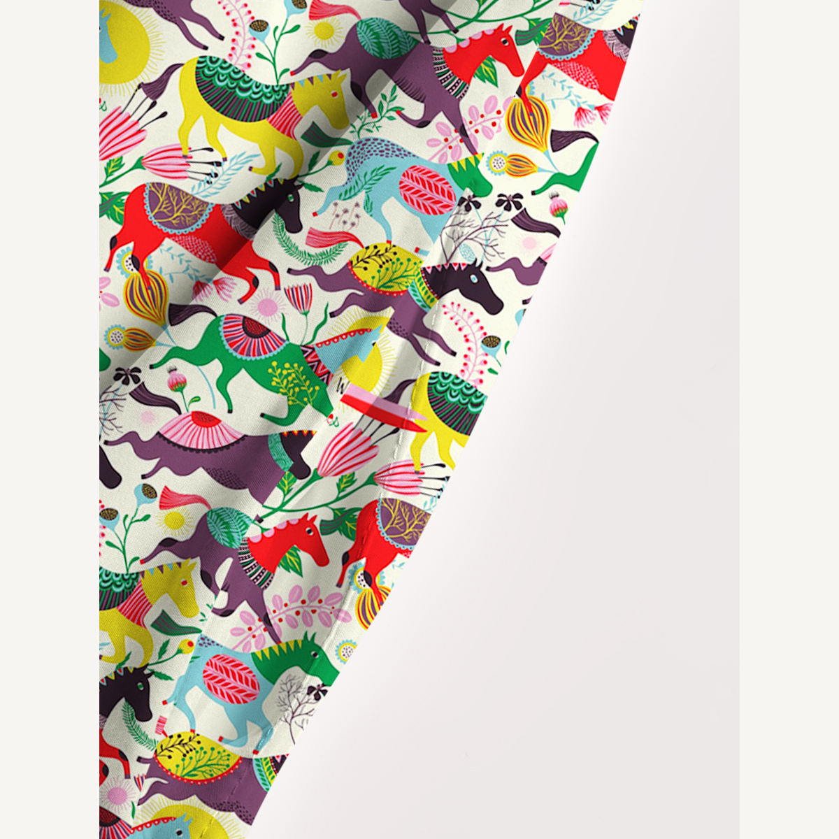 Retro Colorful Pony Animals Print Slip Dress