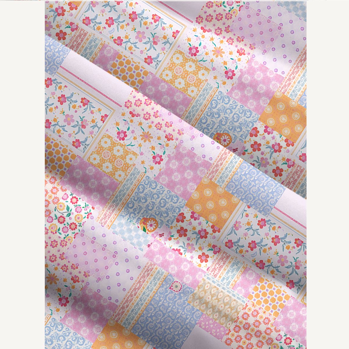 Pastel Patchwork Diary Wide Straps Maxi Dress With Pockets