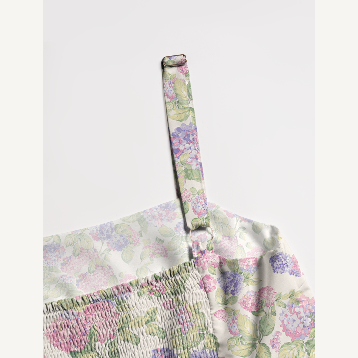 Square Neck Lilac Hydrangea Print Slip Dress
