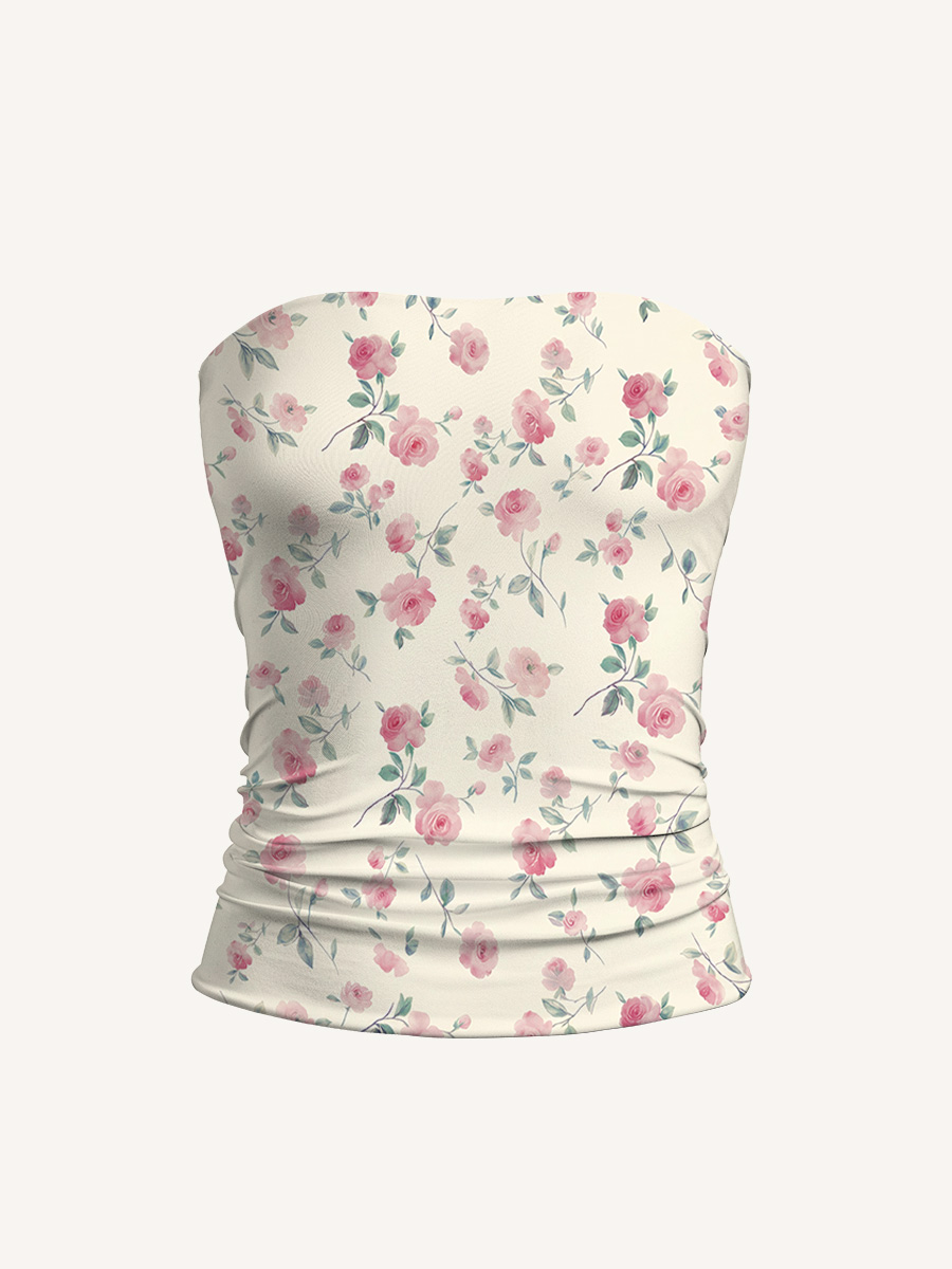 Blush Rose Print Boho Bandeau Headband