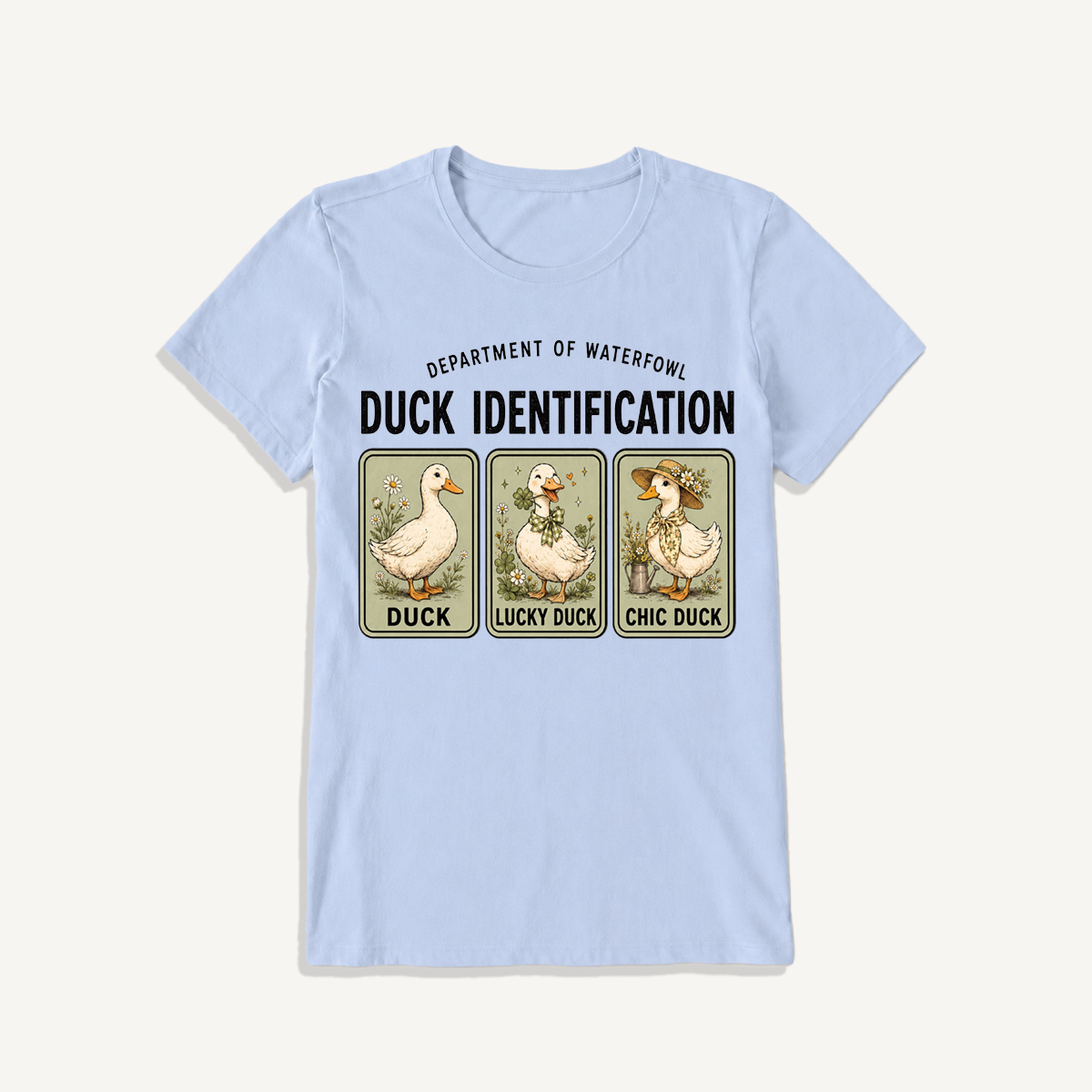 Duck Identification Print Crew Neck Cotton Tee