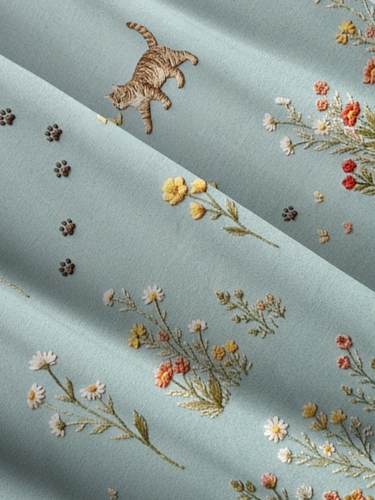 Garden Stroll Cat Print Wide Straps Maxi Dress With Pockets