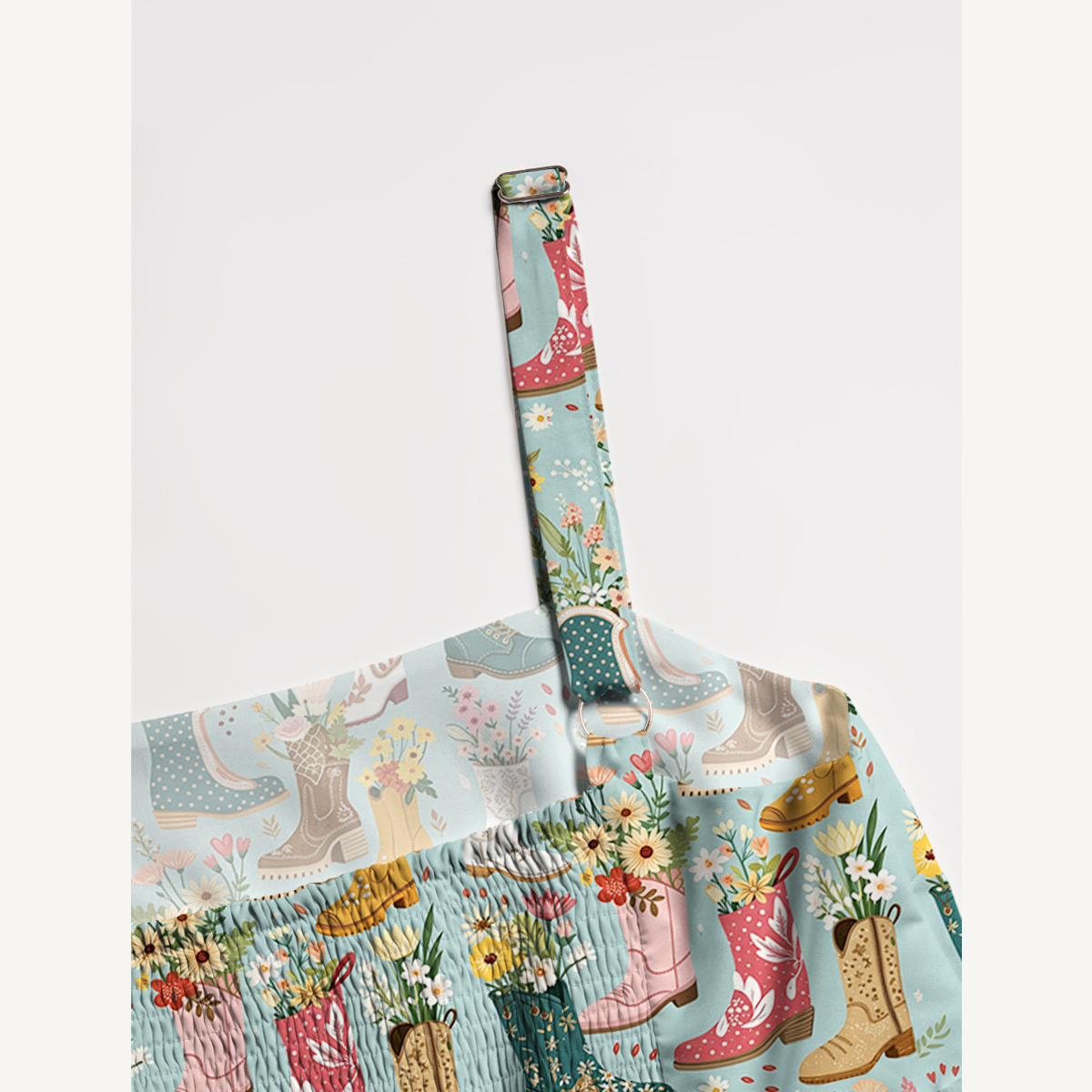 Shoes Flower Print Wide Straps Maxi Dress With Pockets