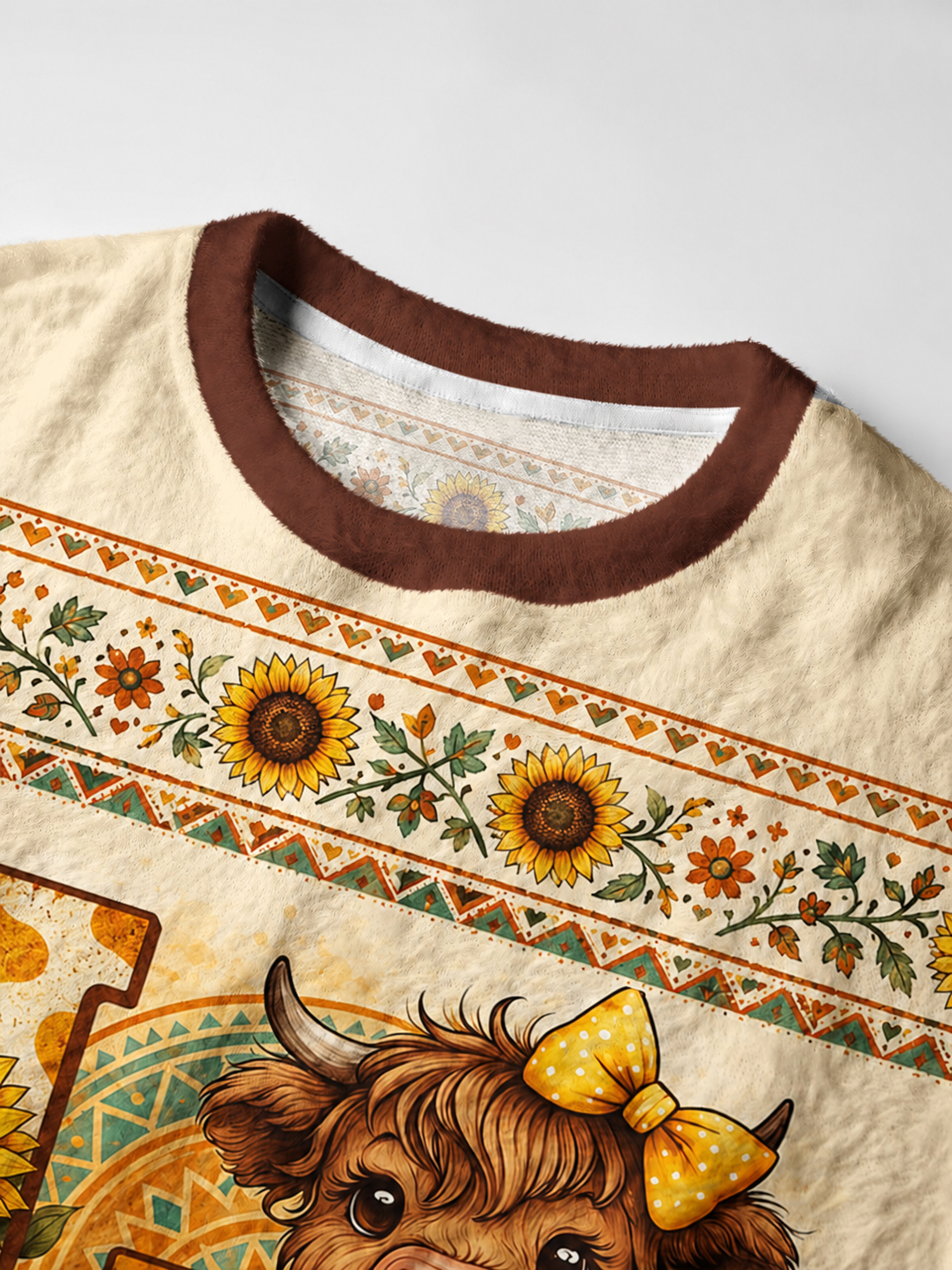 Sunflower Highland Love Fuzzy Crewneck Sweater