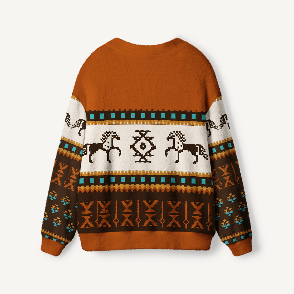 Western Horseshoe Trail Print Ugly Cardigan Sweaters