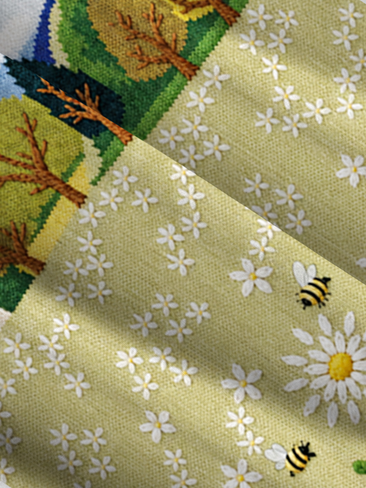 Valley Cottage Daisy & Bees Print Wide Straps Maxi Dress With Pockets