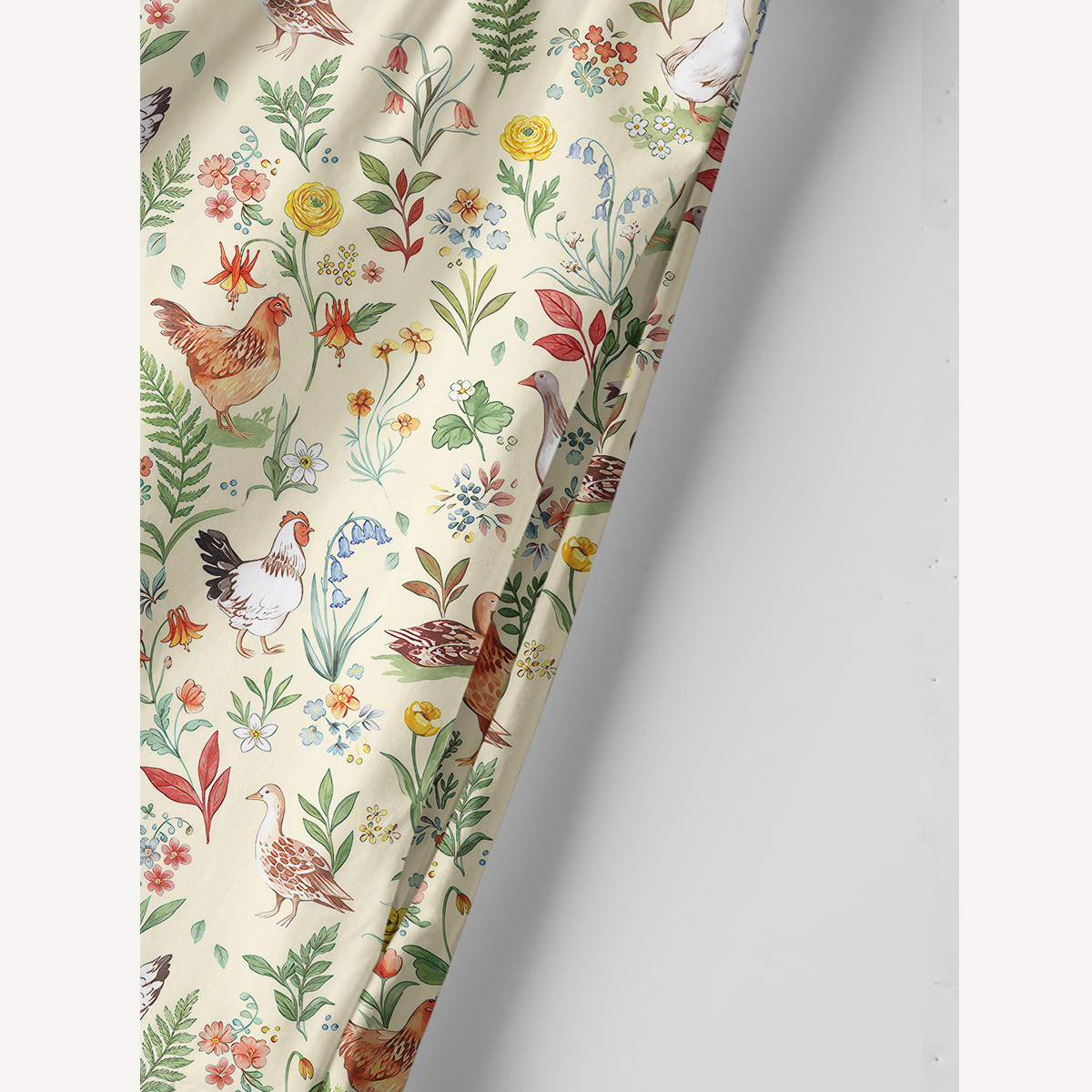 Cotton Countryside Garden Critter Print Wide Straps Maxi Dress With Pockets
