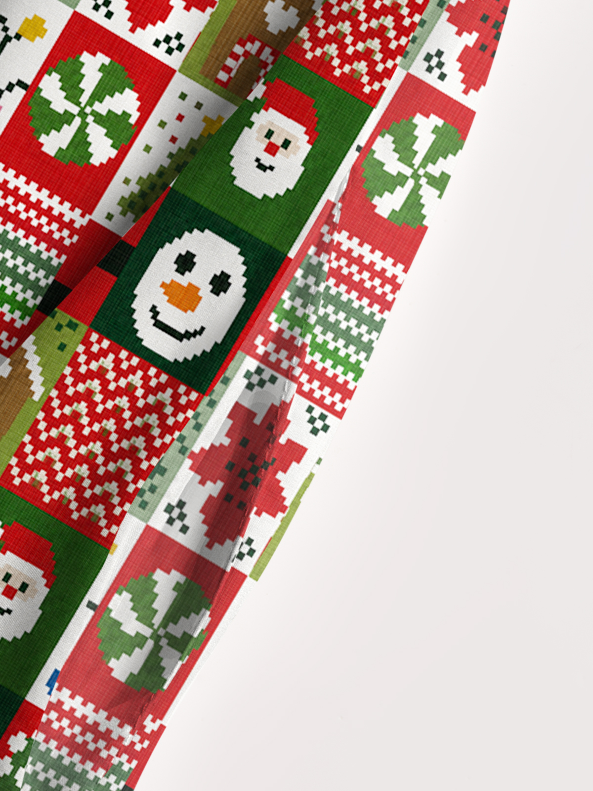 Cozy Christmas Patchwork Print Wide Straps Maxi Dress With Pockets