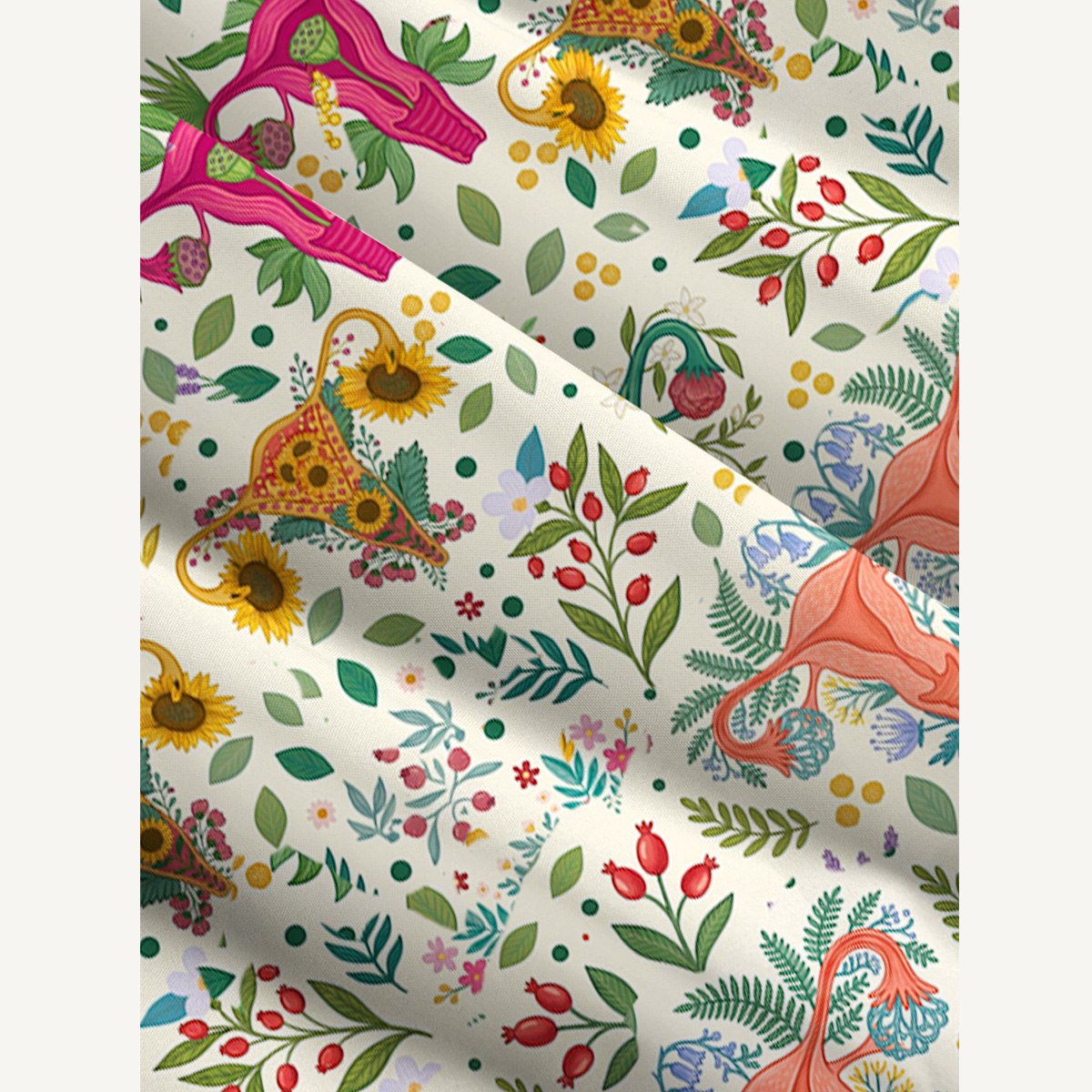 Flower Uterus Printed Wide Straps Maxi Dress With Pockets