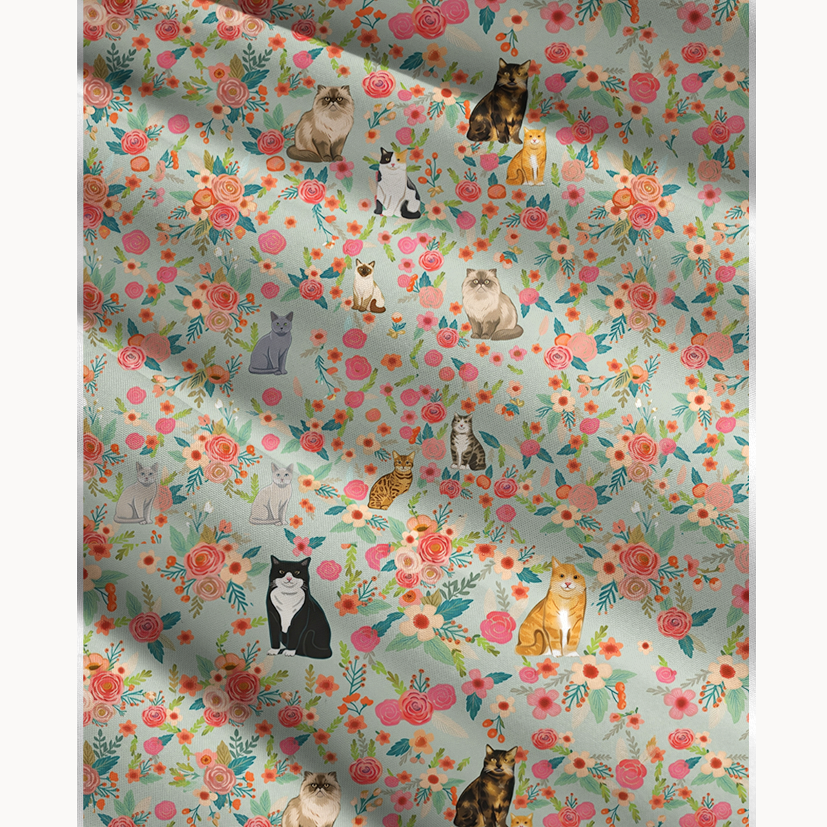 Flower Cat Print Maxi Skirt