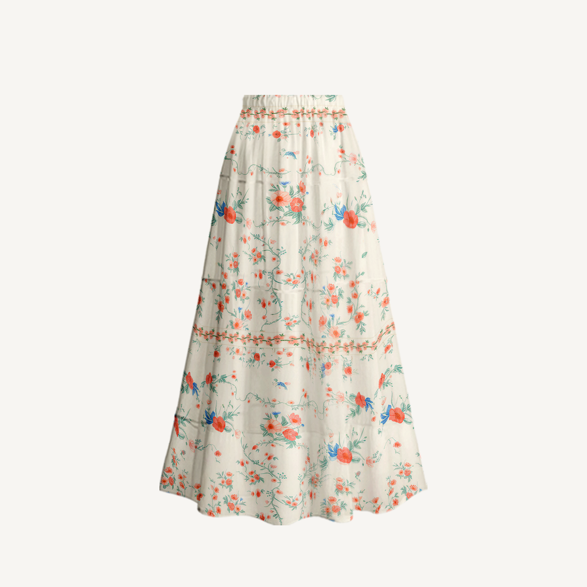 Wild Bloom Ruffled V Neck One Piece Swimsuit and Matching Midi Skirt Set