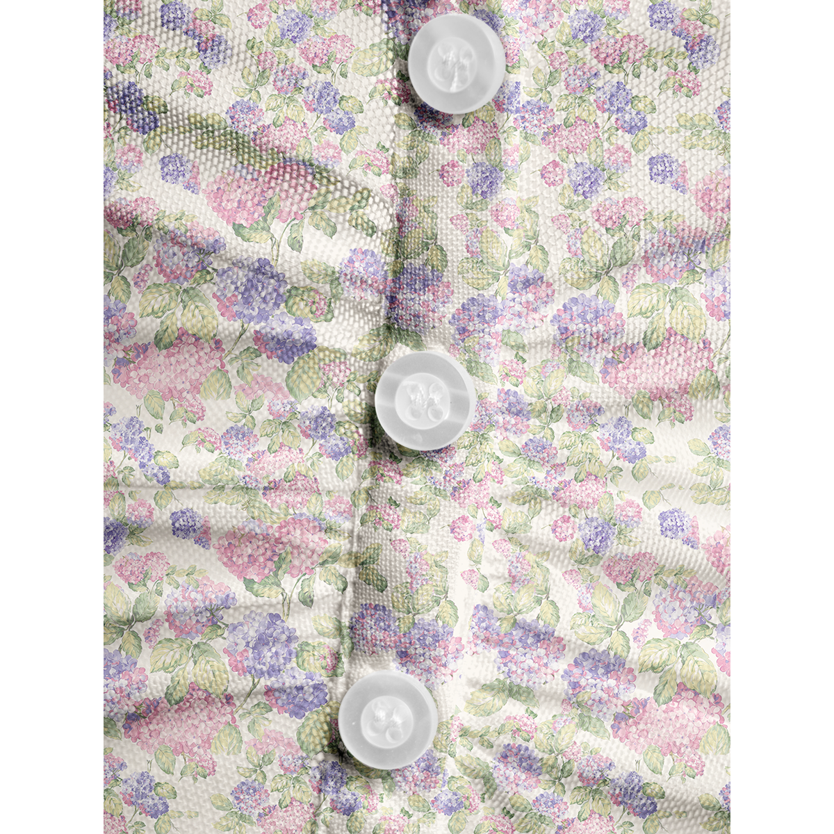 V-Neck Short Sleeve Lilac Hydrangea Print Mesh Top