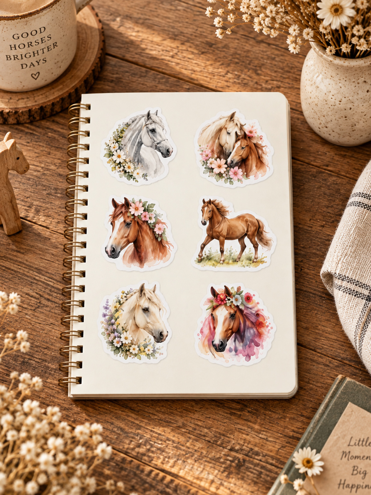Cottagecore Floral Horses Stickers