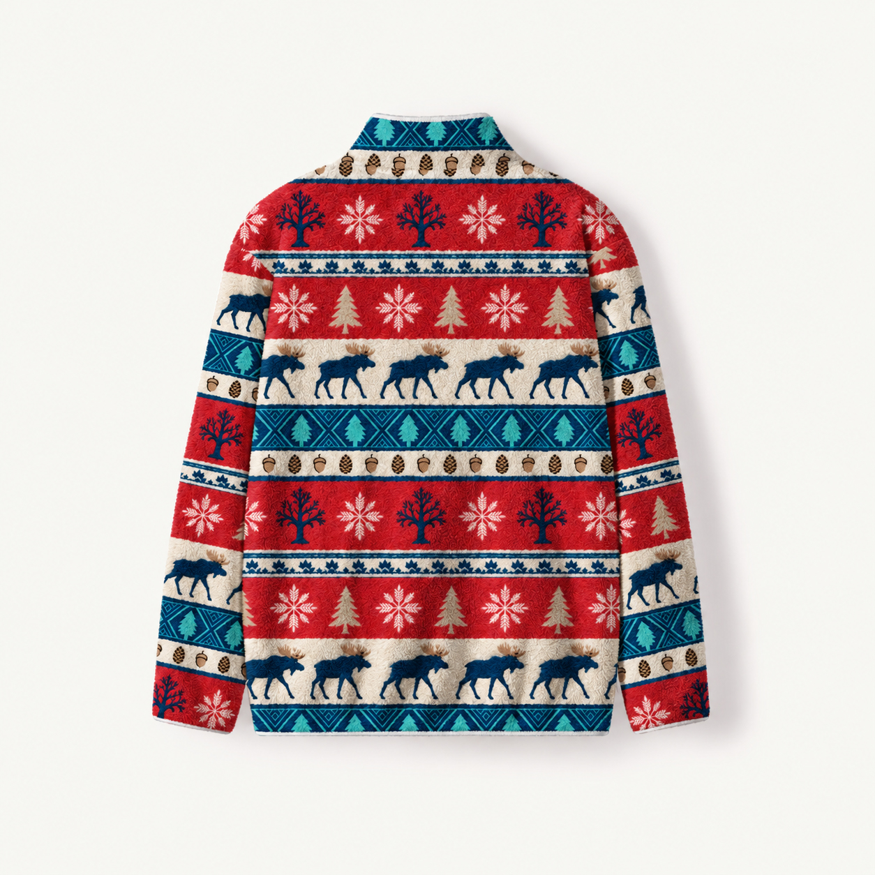 Fair Isle Moose Print Fleece Jacket