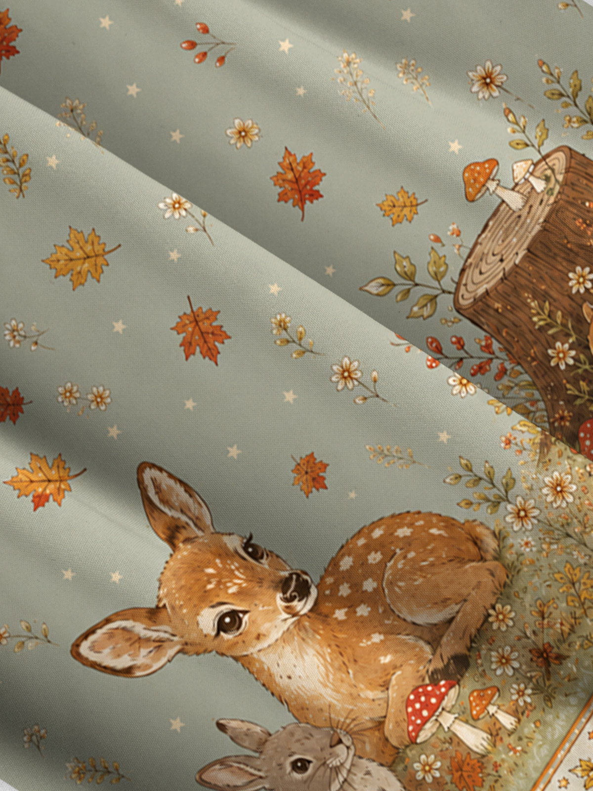 Forest Fawn & Friends Print Wide Straps Maxi Dress With Pockets