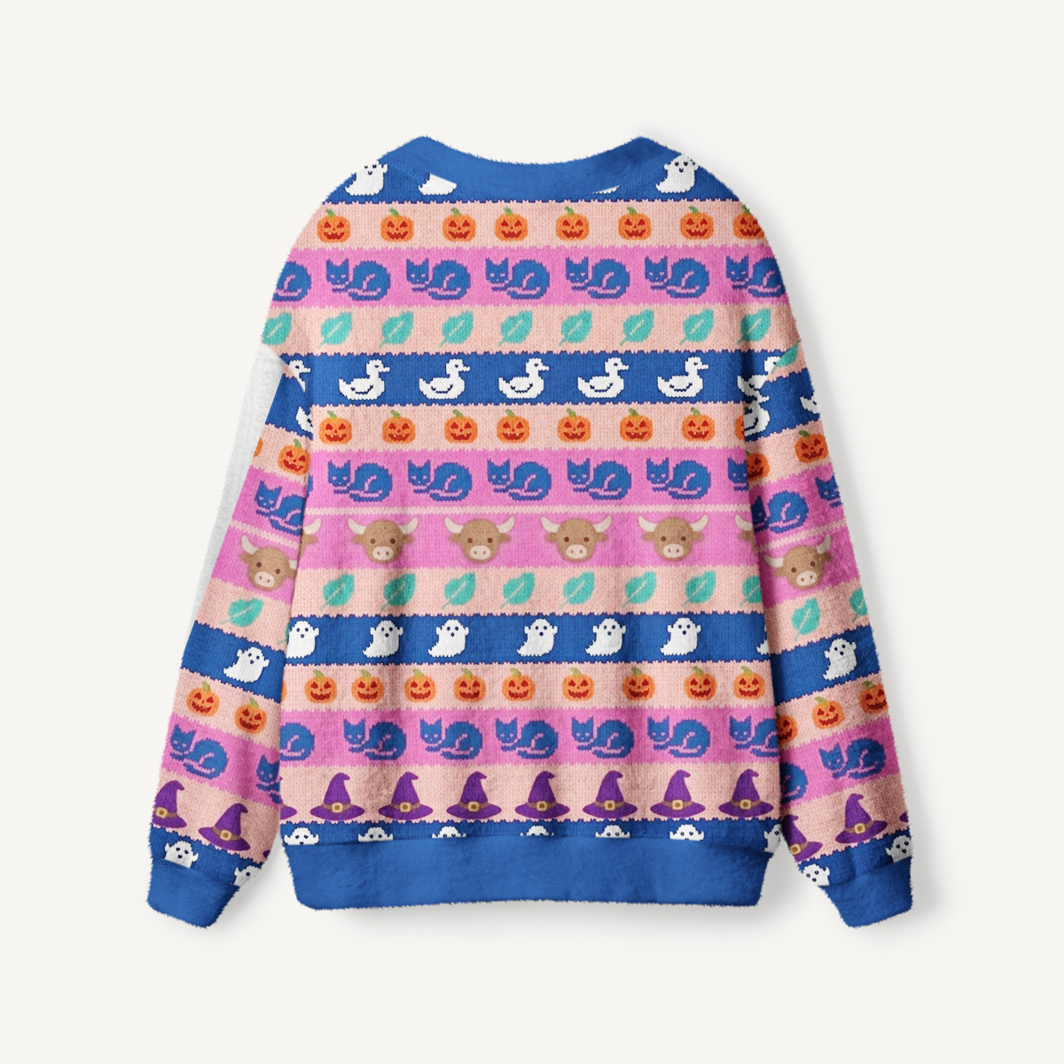 Countryside Critters Halloween Stripe Print Halloween Ugly Cardigan Sweaters