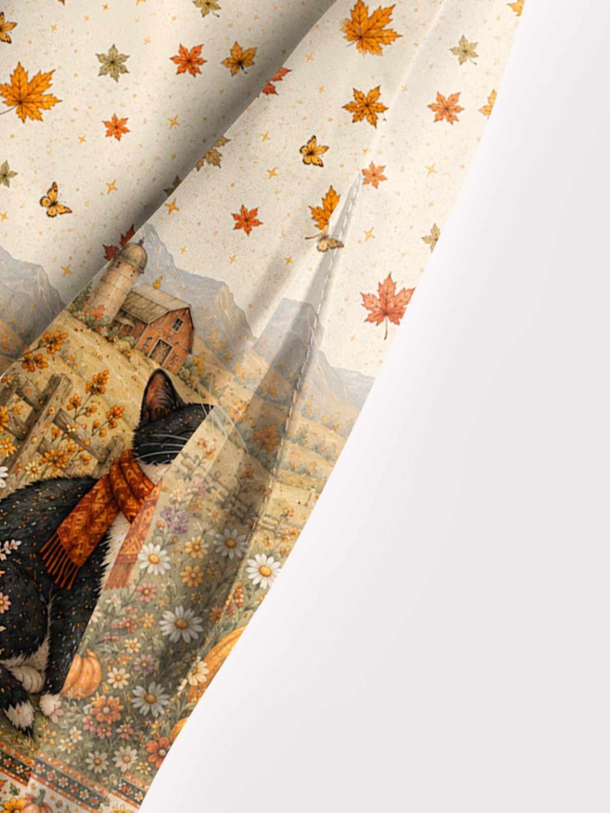 Autumn Pumpkin Field Black Cat Print Wide Straps Maxi Dress With Pockets