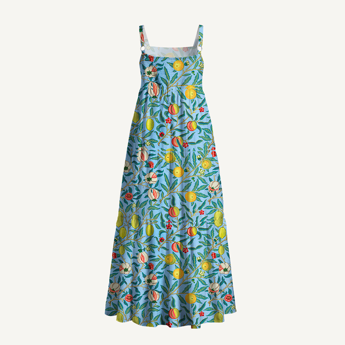 Lemon Pomegranate Garden Wide Straps Maxi Dress With Pockets