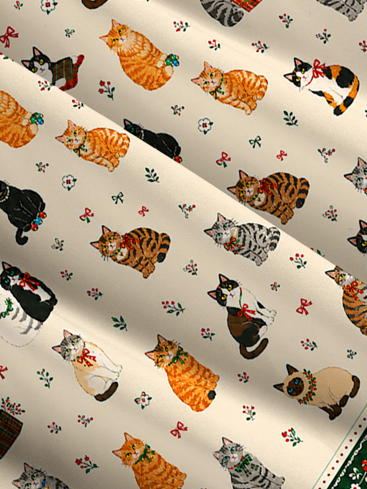 Sweet Festive Kitten Garden Print Wide Straps Maxi Dress With Pockets