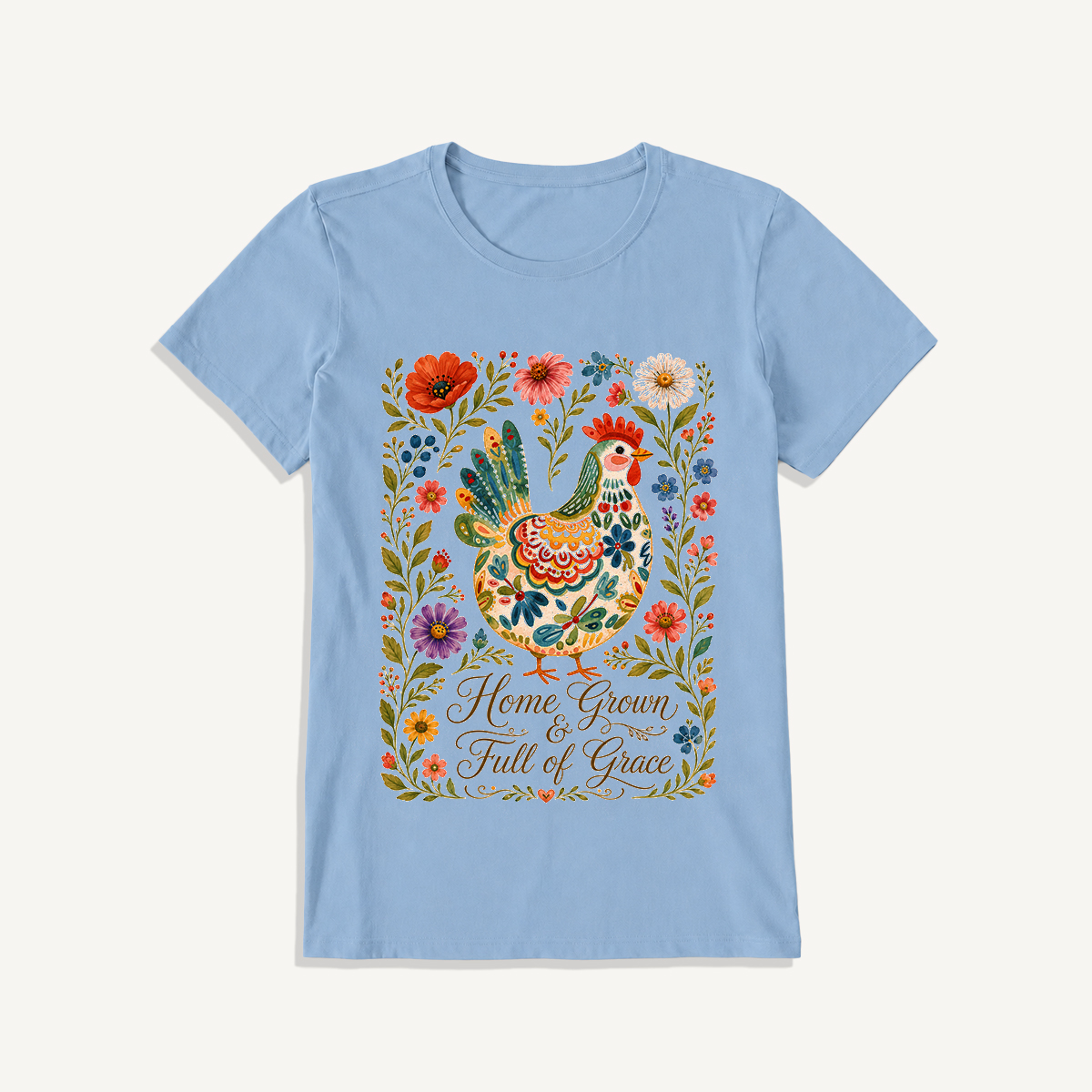 Vintage Hen Breed Guide Print Crew Neck Cotton Tee