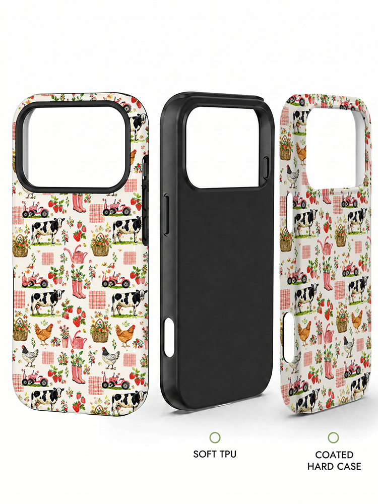 Watercolor Pink Farm Chicken Print Phone Case