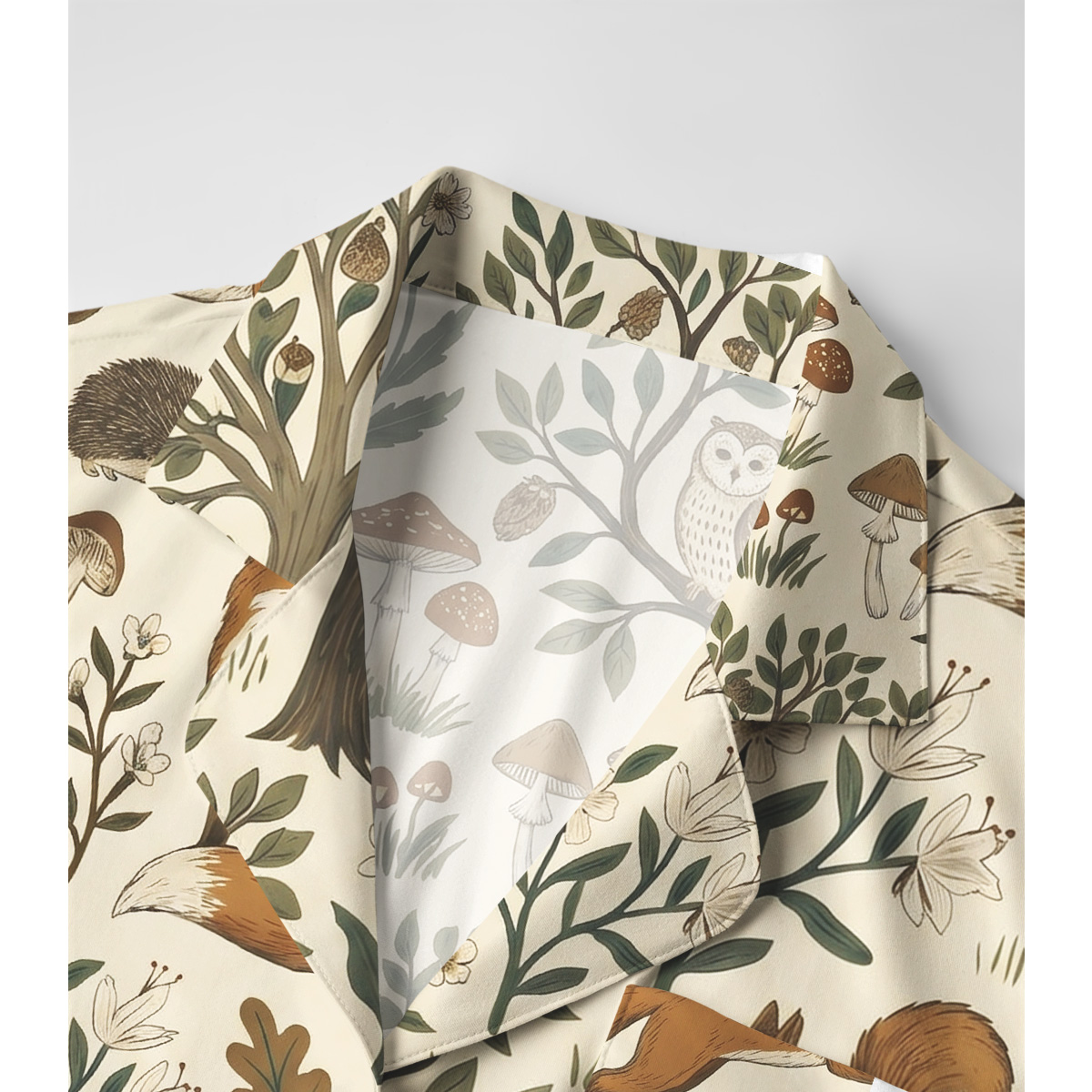 Woodland Creatures Print Long Pajama Set 