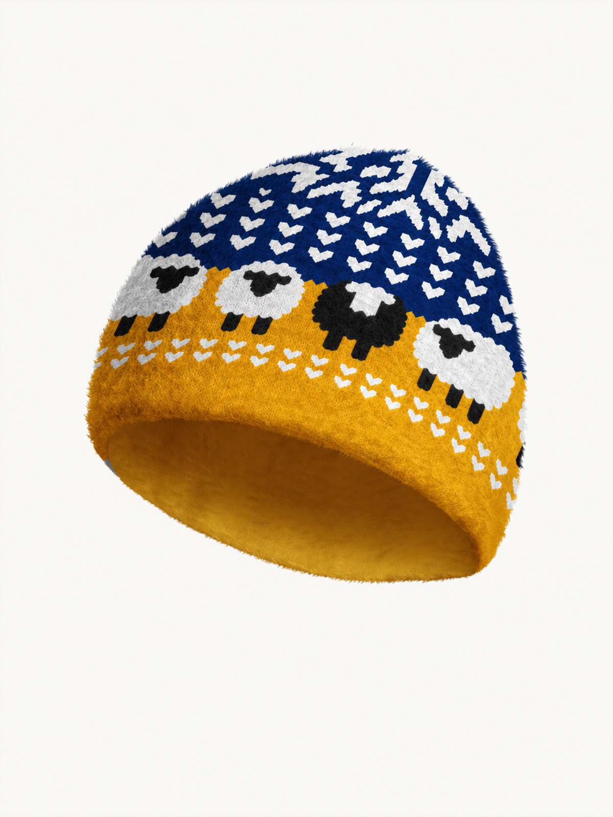 Retro Sheep Fair Isle Cozy Fuzzy Beanie