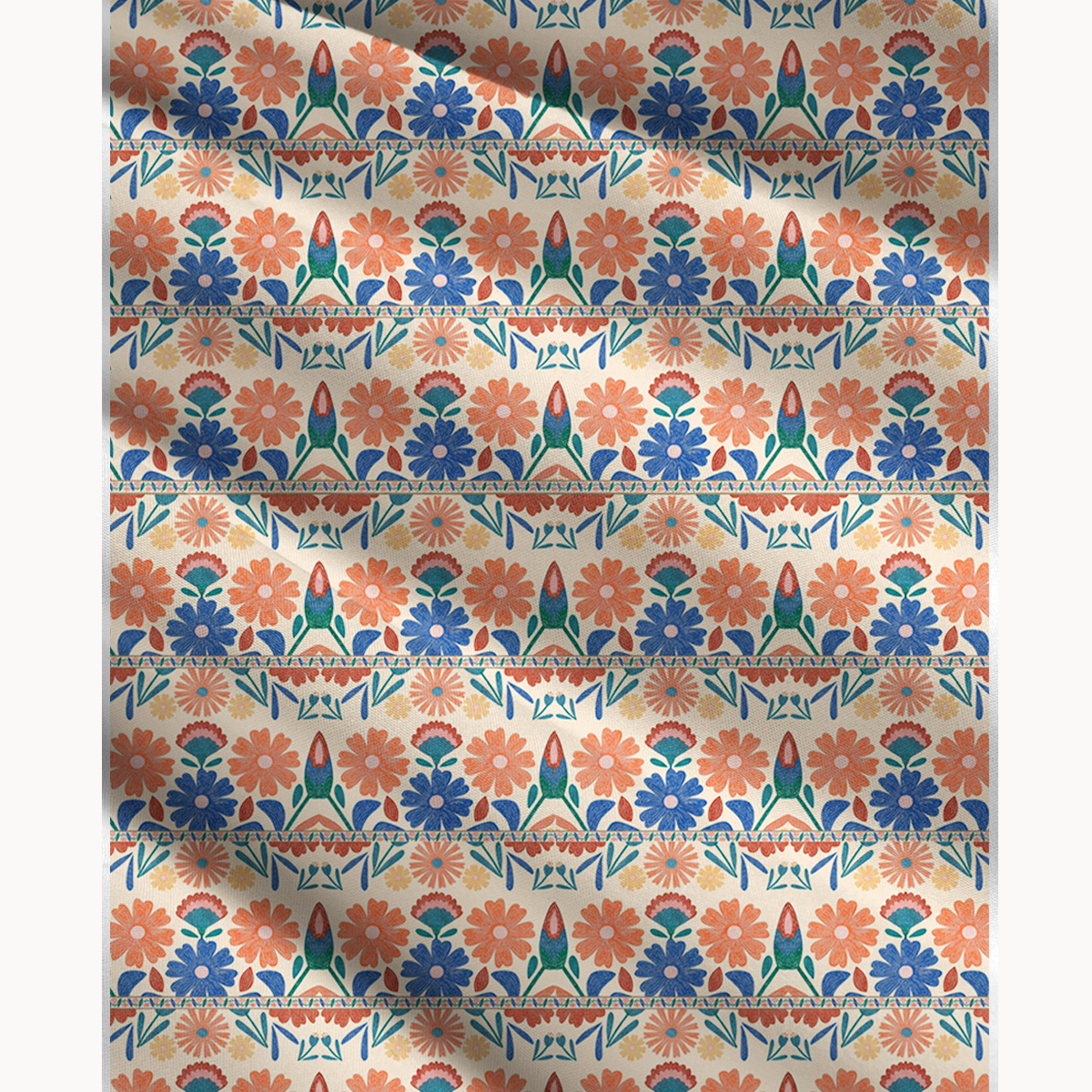 Bohemian Folk Floral Stripe Print Maxi Skirt