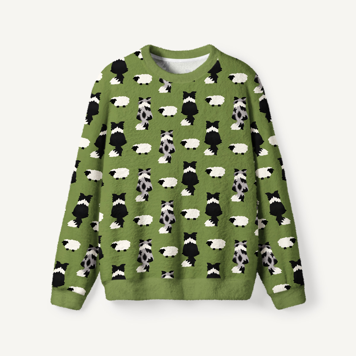 Country Farm Sheepdog Fuzzy Crewneck Sweater