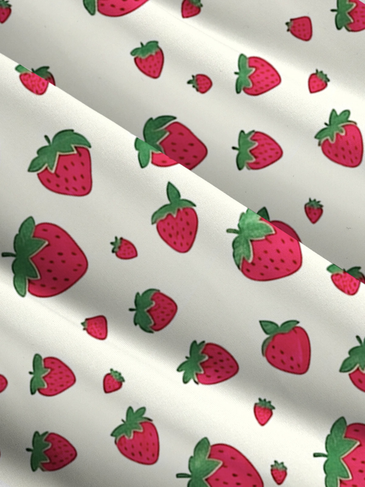 Strawberry Teddy Print Wide Straps Maxi Dress With Pockets