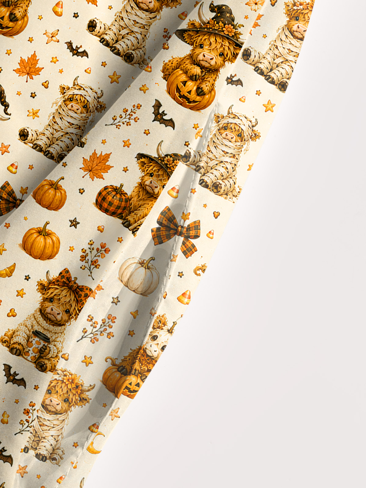 Spooky Highland Cows Print Wide Straps Maxi Dress With Pockets