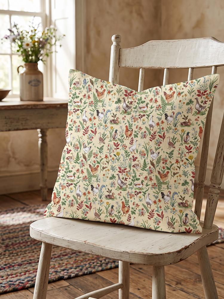 Countryside Garden Critter Cotton-Linen Pillow
