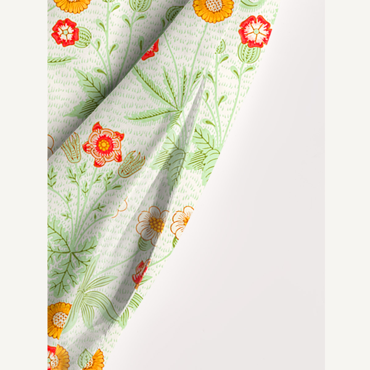 Delicate Retro Florals Mint Green Leaves Print Quilt Wide Straps Maxi Dress With Pockets