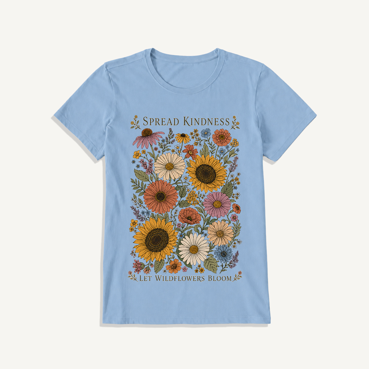Kindness Wildflower Garden Print Crew Neck Cotton Tee