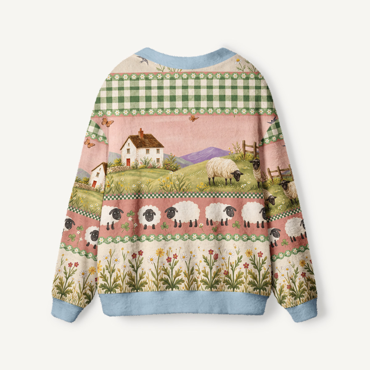 Pastoral Daydream Cottage Print Ugly Cardigan Sweaters