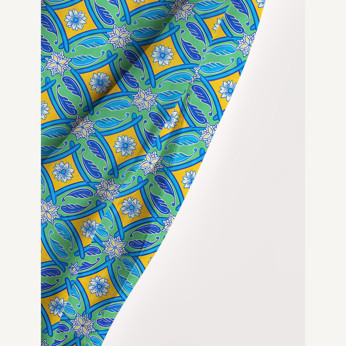 Square Neck Azure Tile Print Slip Dress