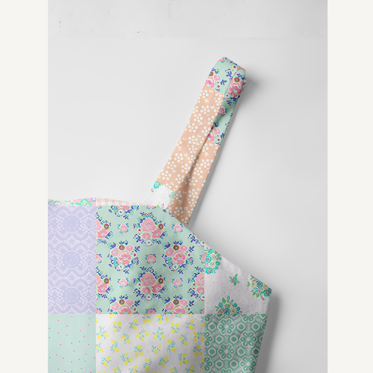 Vintage Quilt Patchwork Print Cotton Wide Straps Maxi Dress With Pockets