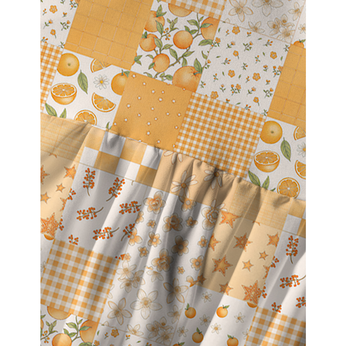 Lemon Sunshine Patchwork Print Spaghetti Strap Mini Dress