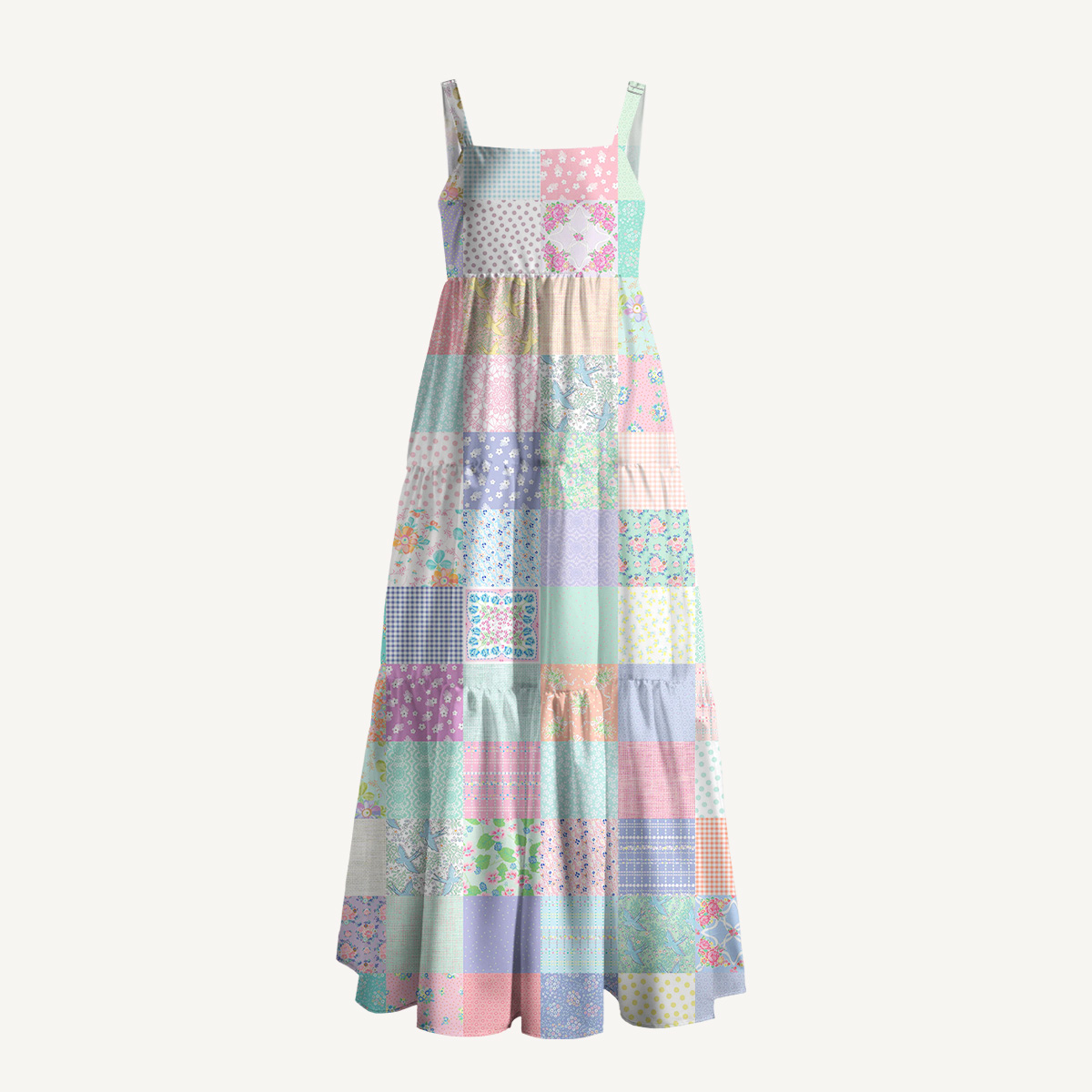 Vintage Quilt Patchwork Print Slip Dress
