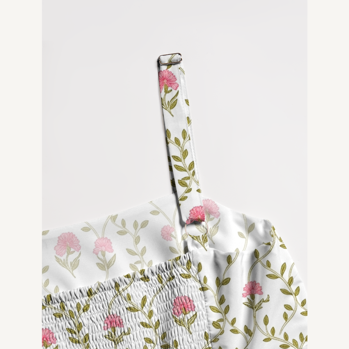 Square Neck Clover Vine  Whisper Print Slip Dress