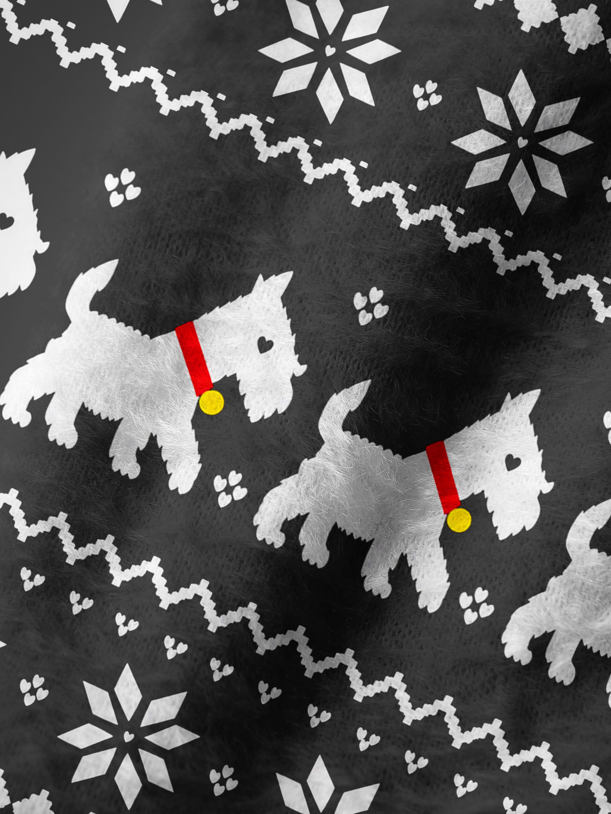 Winter Fair Isle Terrier Cozy Fuzzy Beanie