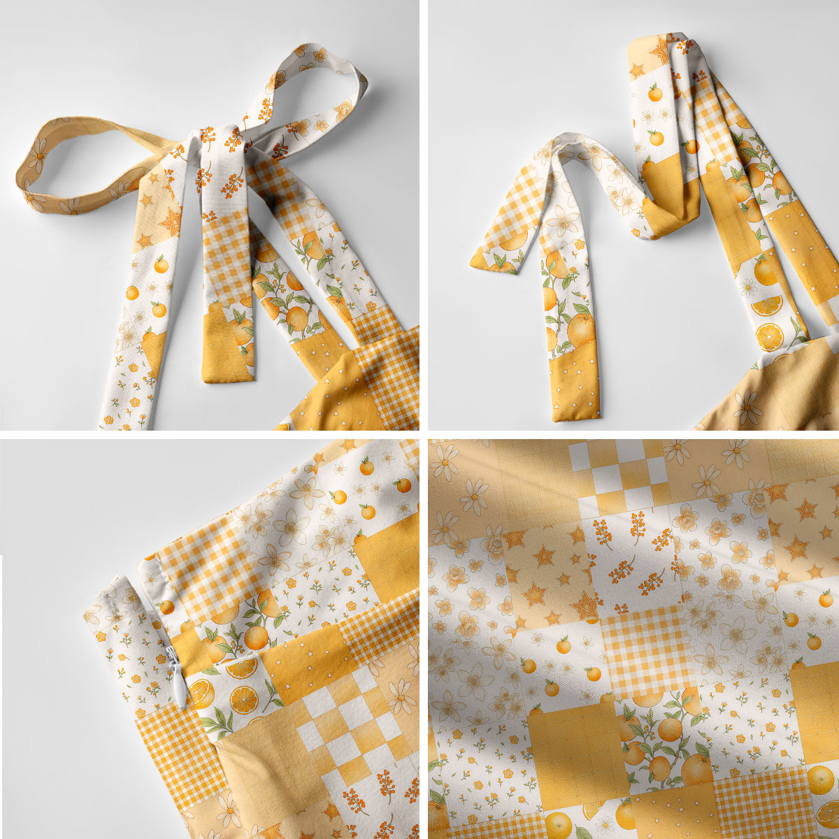Lemon Sunshine Patchwork Print Bow Strap Maxi Dress With Pockets