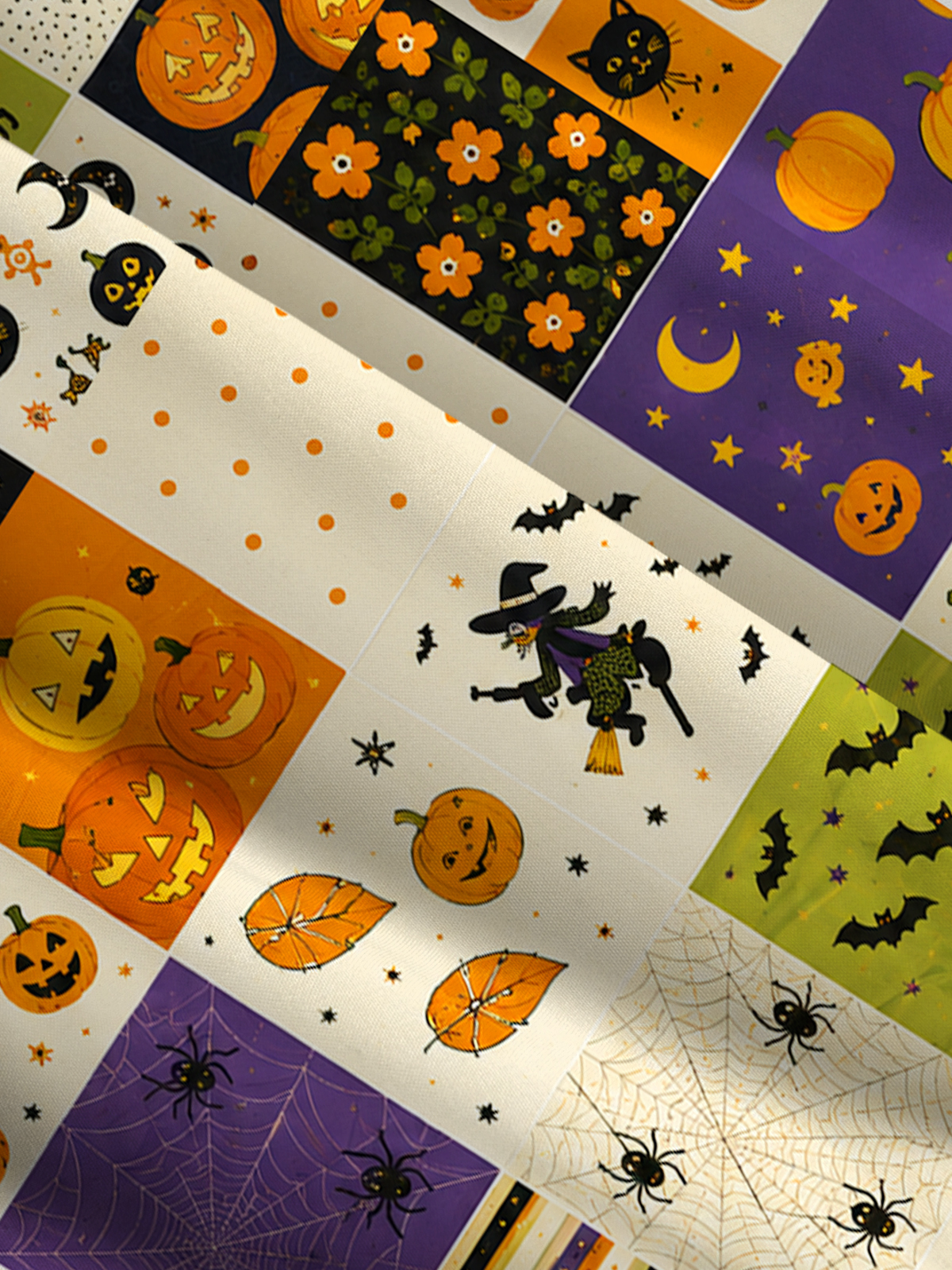 Spooky Sweet Patchwork Print Wide Straps Maxi Dress With Pockets