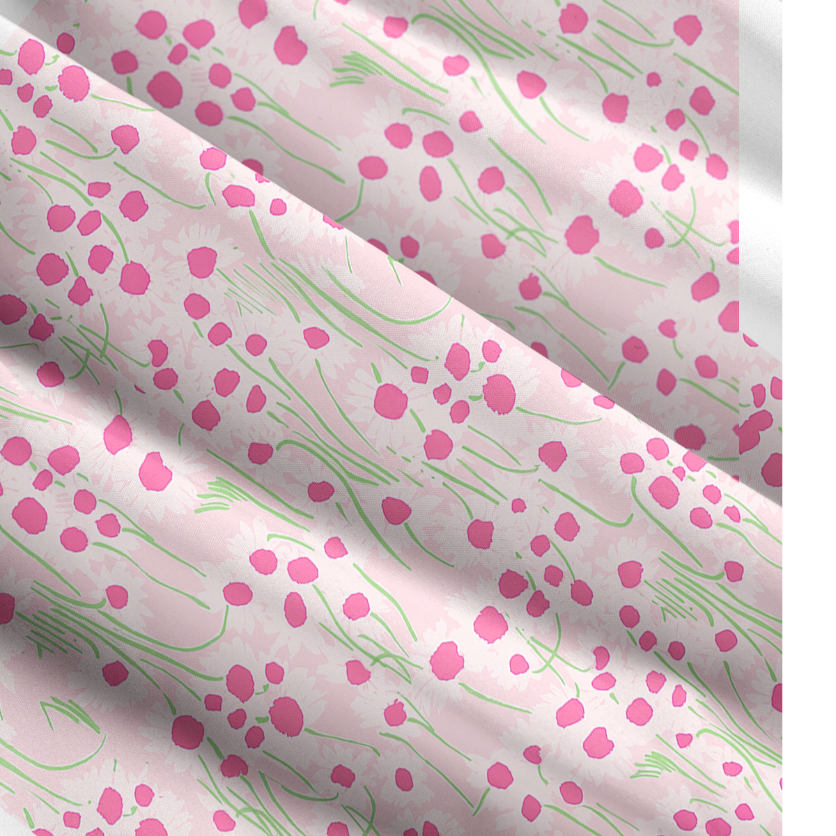 Square Neck Pink Daisy Print Slip Dress