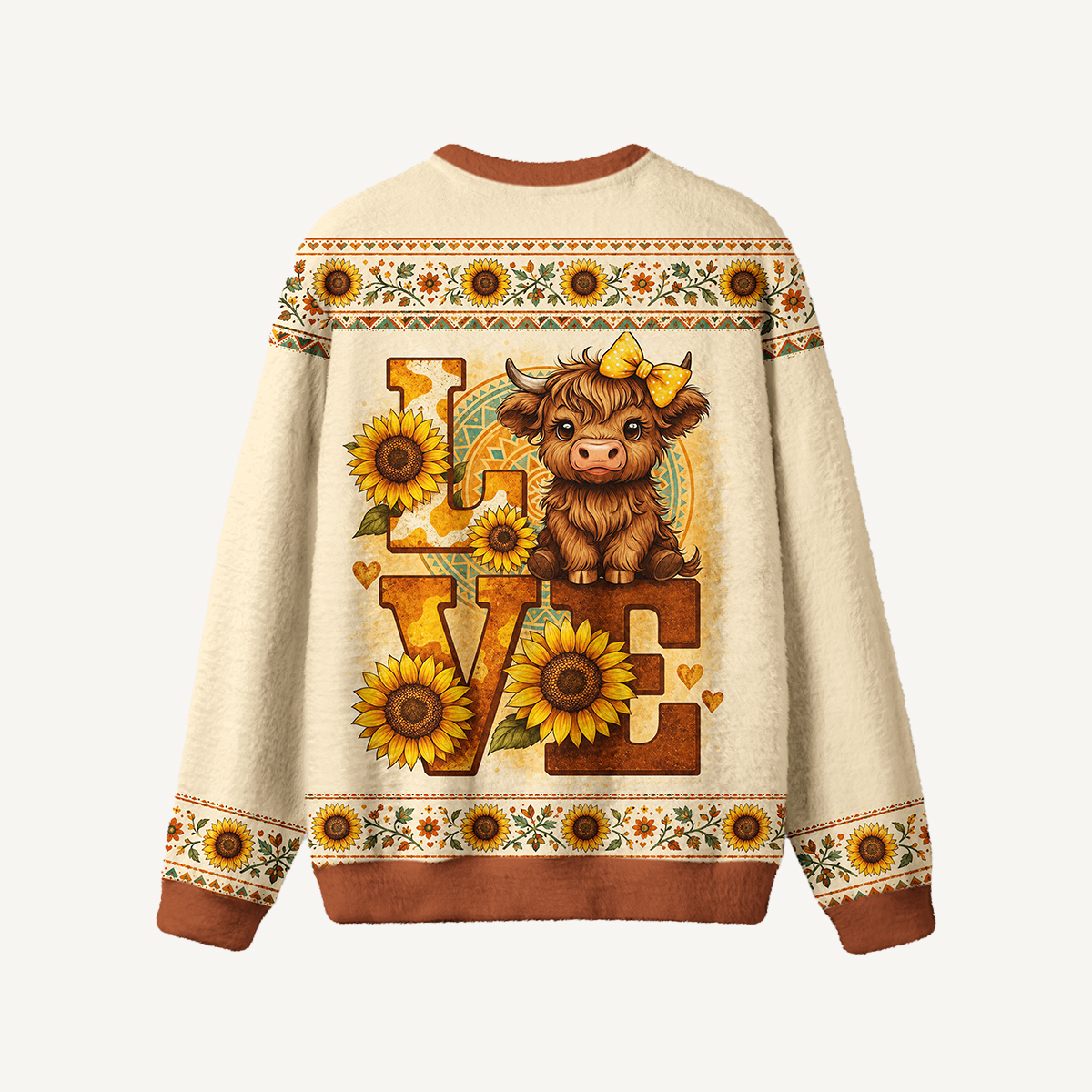 Sunflower Highland Love Fuzzy Crewneck Sweater