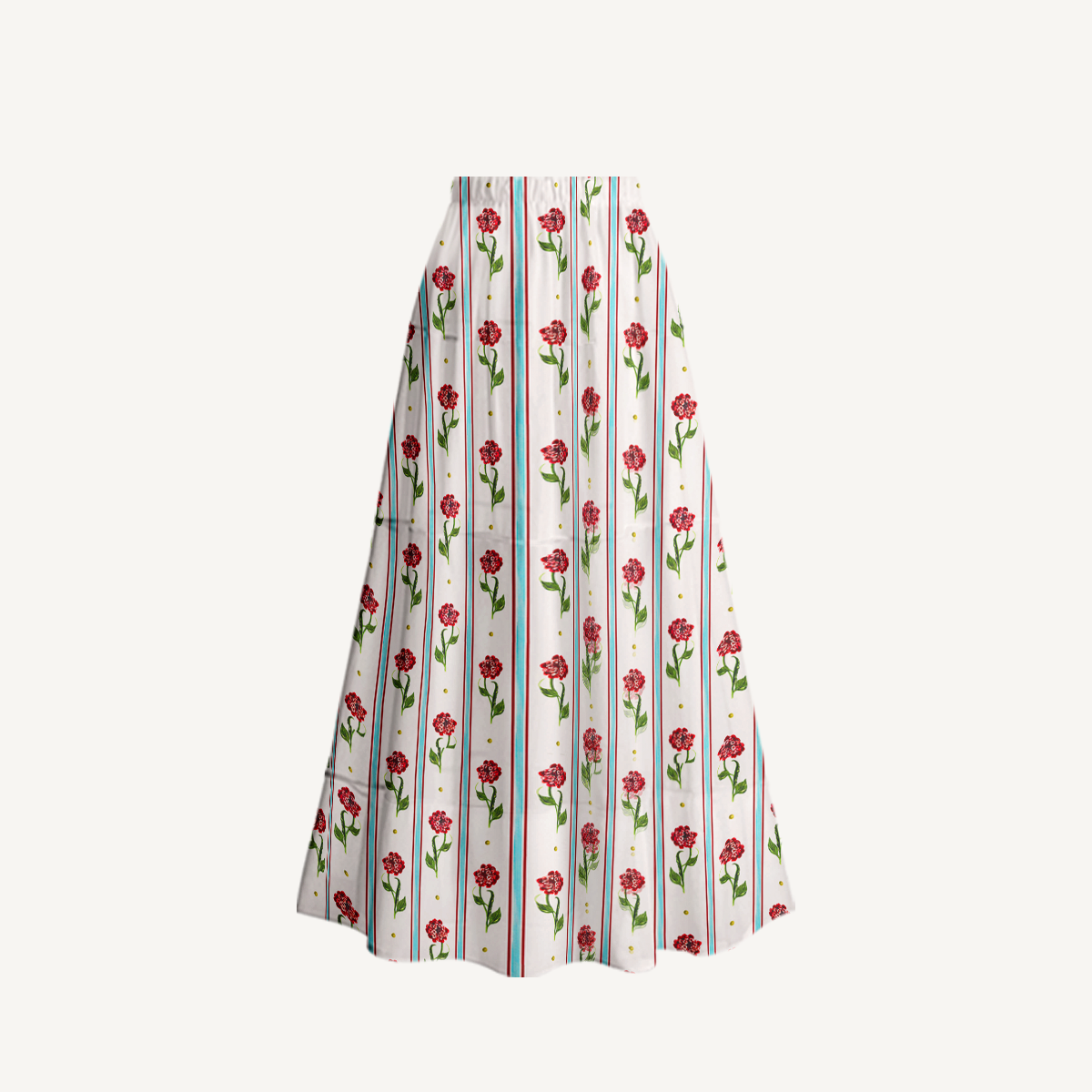 Crimson Dianthus Ruffled V Neck One Piece Swimsuit and Matching Midi Skirt Set