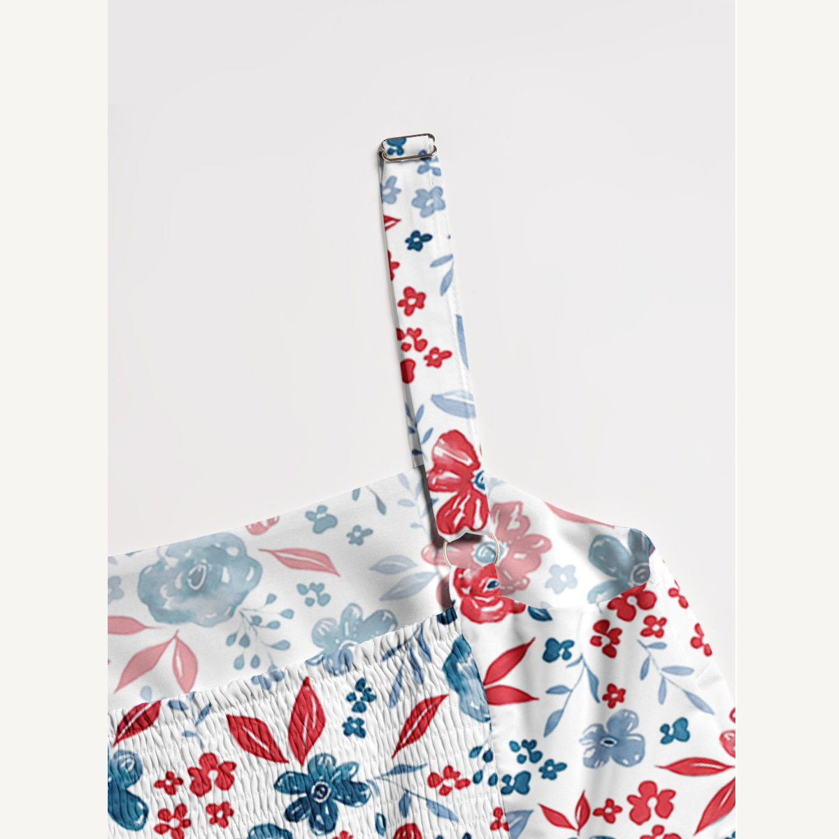 Patriotic Floral American Flag Print Quilt Wide Straps Maxi Dress With Pockets